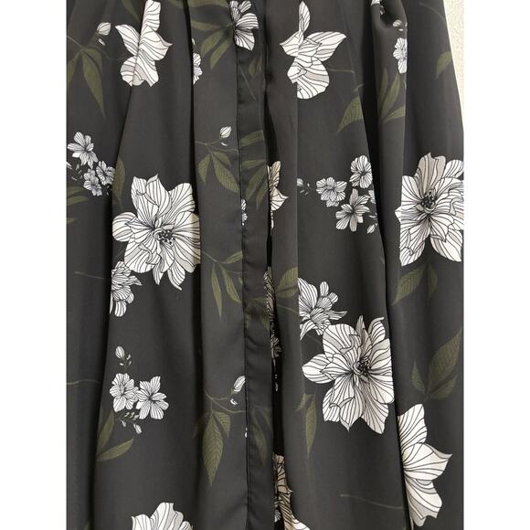 Banana Republic Sz 8 Midi Skirt Pleated Button Front Floral Dark Academia Fairy - Picture 5 of 13